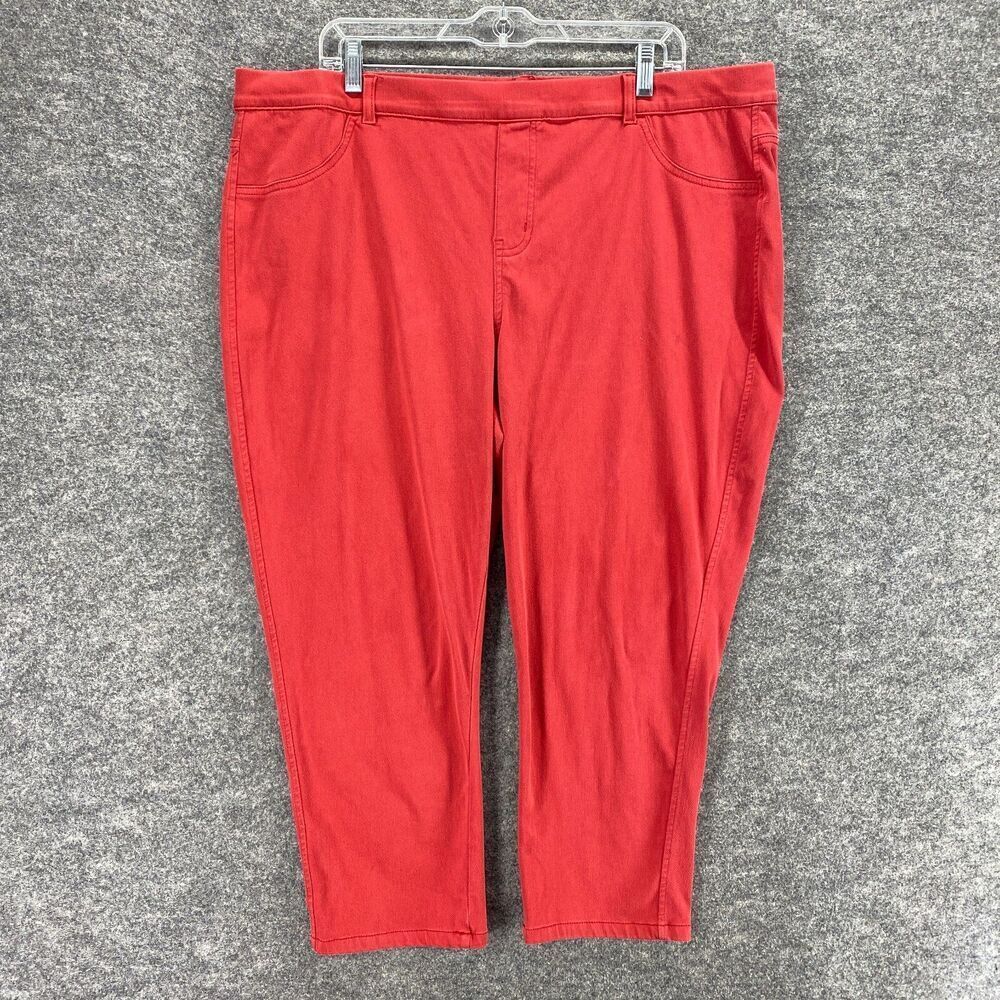 Maurices Pants Women Red Straight Plus 24 Pull On High Rise Cropped Stretch